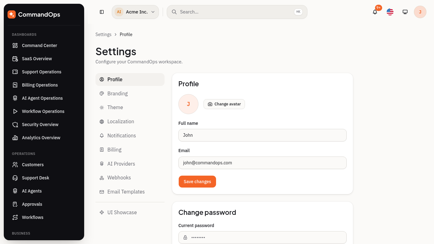 Settings module